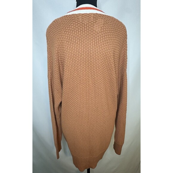 AERIE Oversized Varsity Letterman‎ Boyfriend Button Up Cardigan Orange XS NWT - Picture 3 of 11